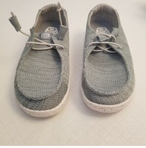 Womens Size 7 Hey Dude Wendy Stretch Cloud Knit Canvas Moccasin light blue